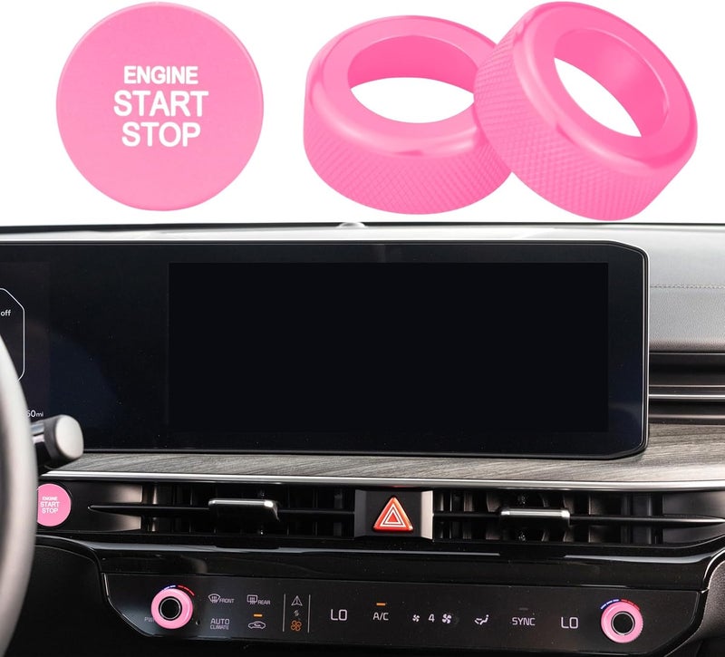 HDUFC for Kia Carnival/Carnival Hybrid/K5/Niro/Sorento/Sportage Interior Package, Push-Button Start, air Conditioning Control knob Cover, 3-Piece Set (Pink) - Image 5